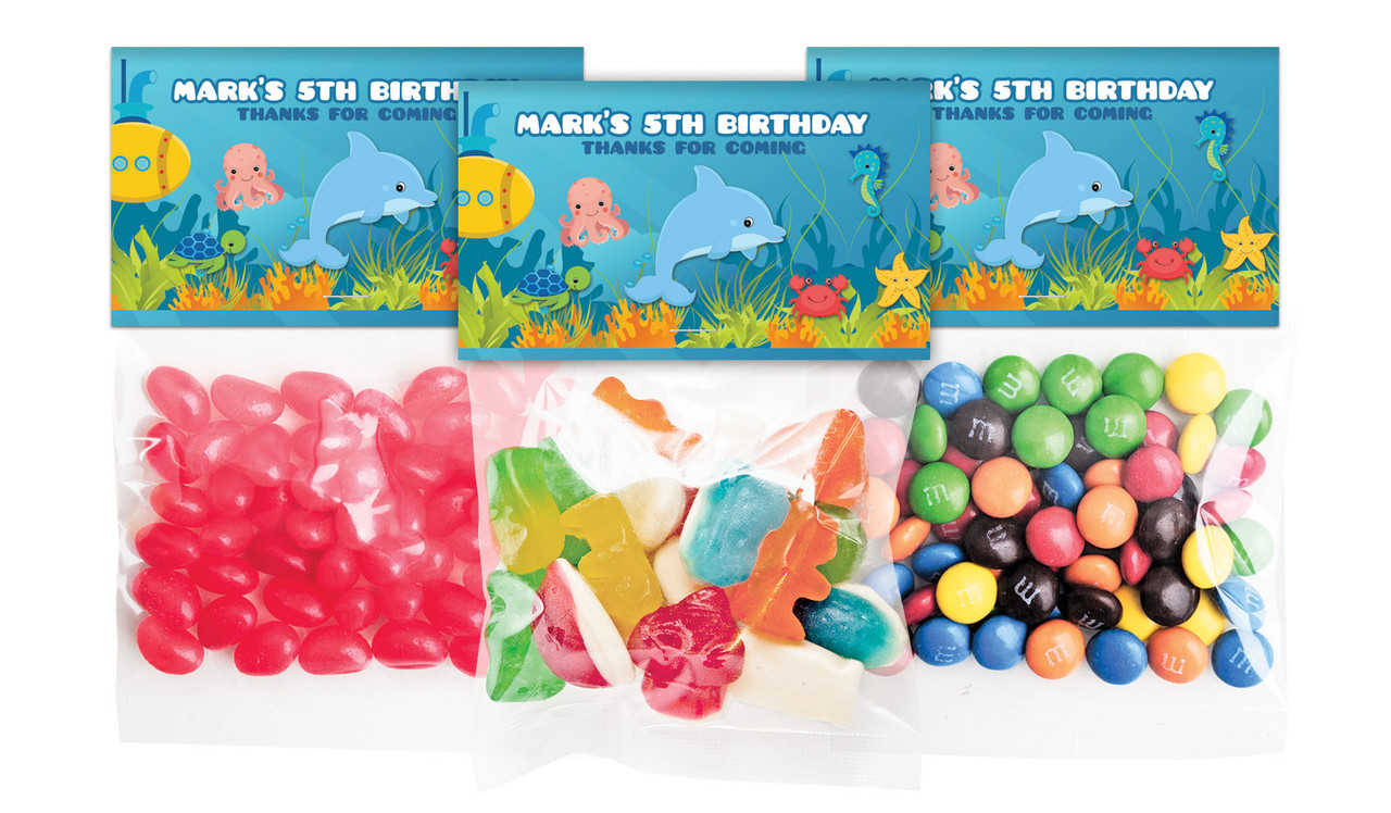 Under The Sea Birthday Personalised Lolly Bag With Topper
