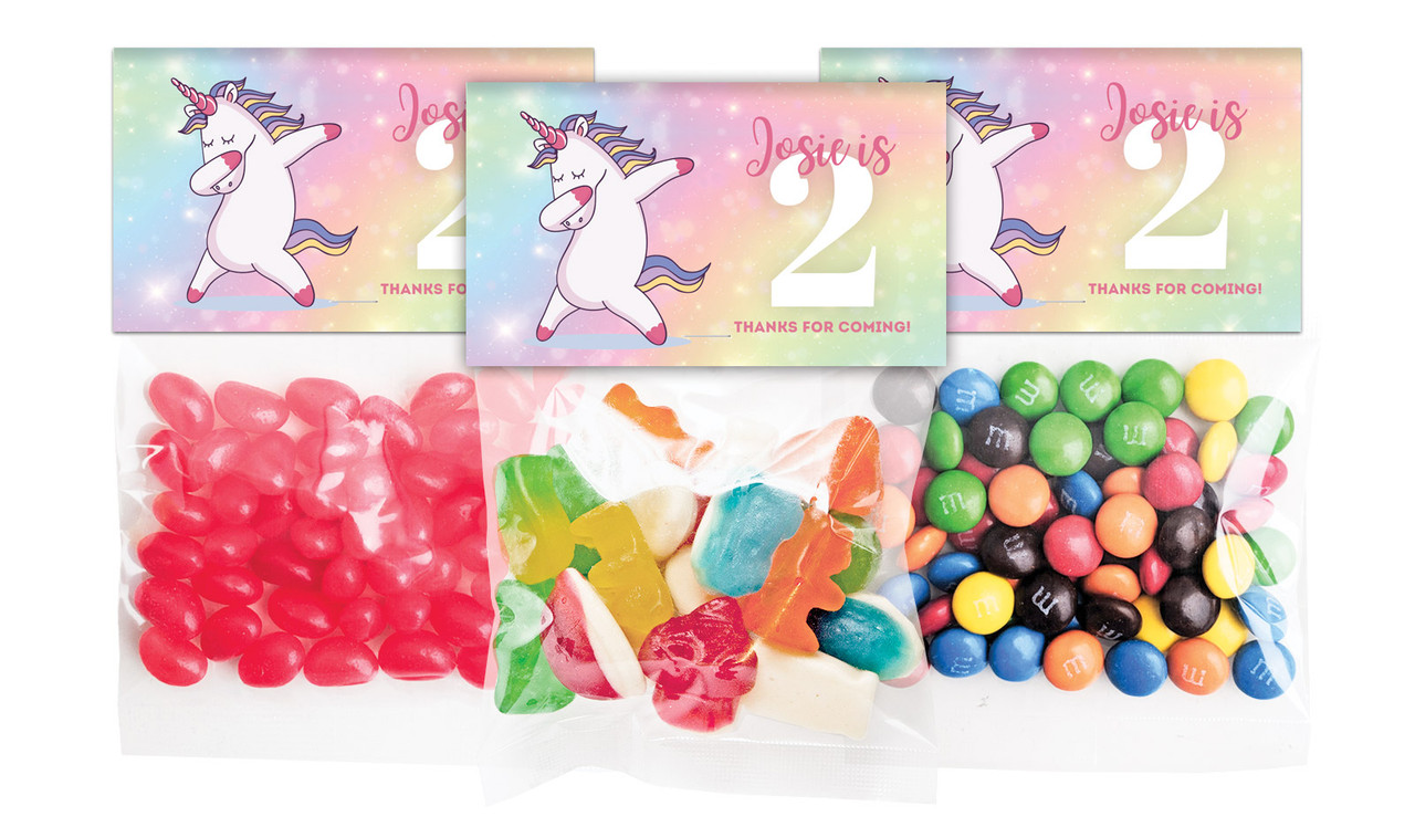 Unicorn Dabbing Birthday Personalised Lolly Bag With Topper