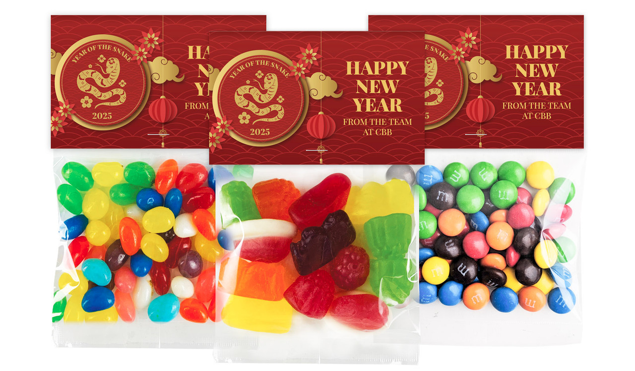 Gold Emblem Lunar New Year Custom Lolly Bag With Topper