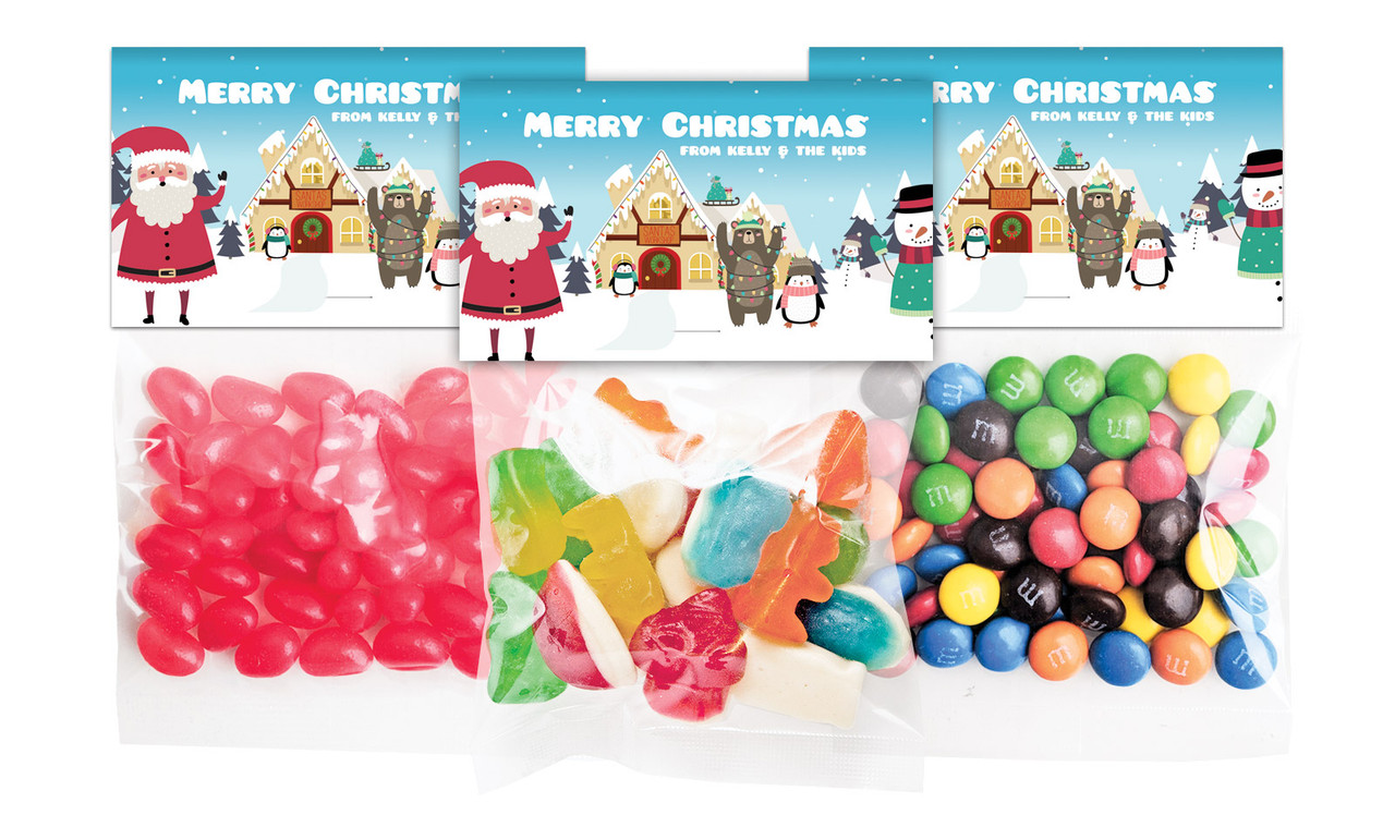 At The North Pole Christmas Personalised Lolly Bag With Topper