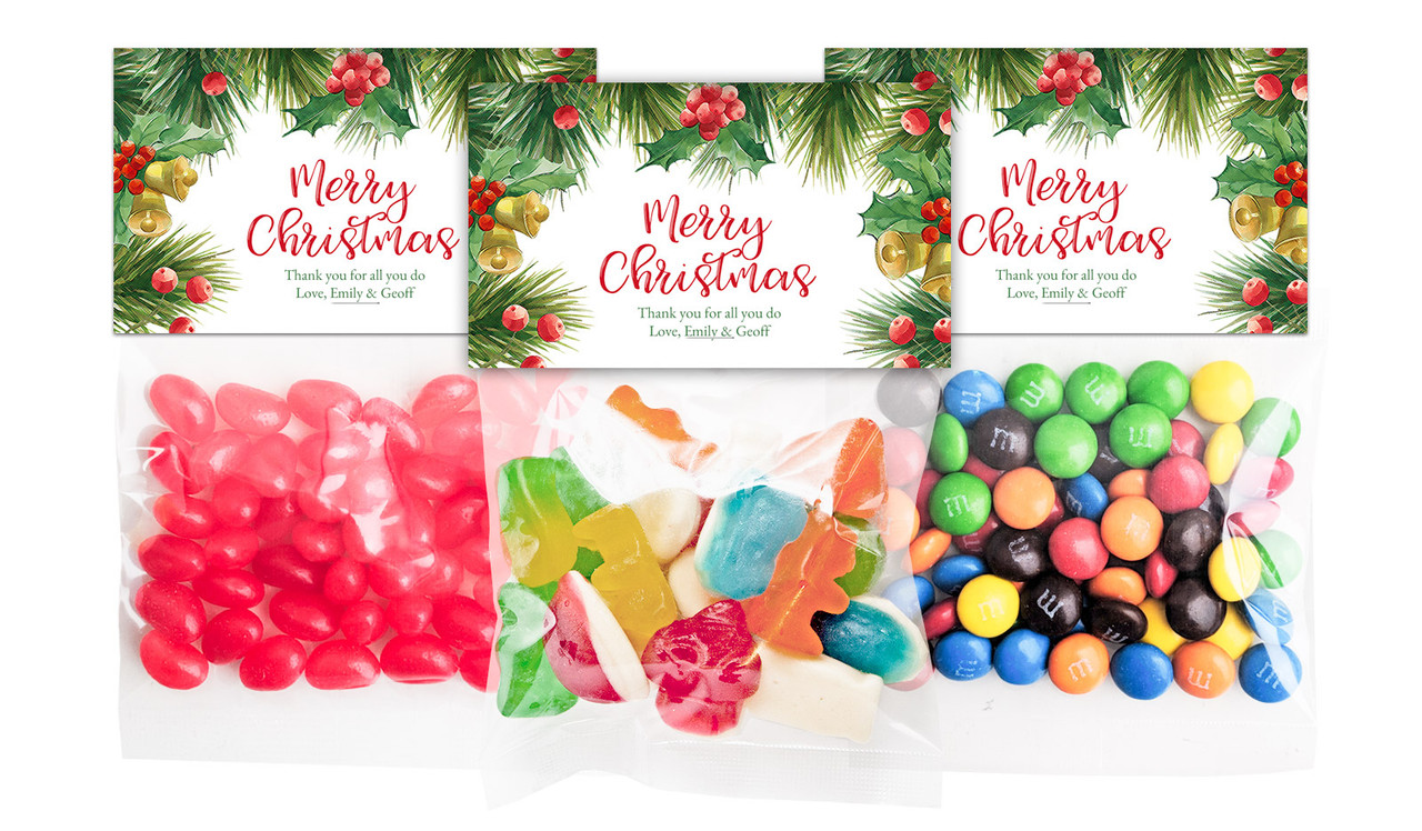 Branch Border Christmas Personalised Lolly Bag With Topper
