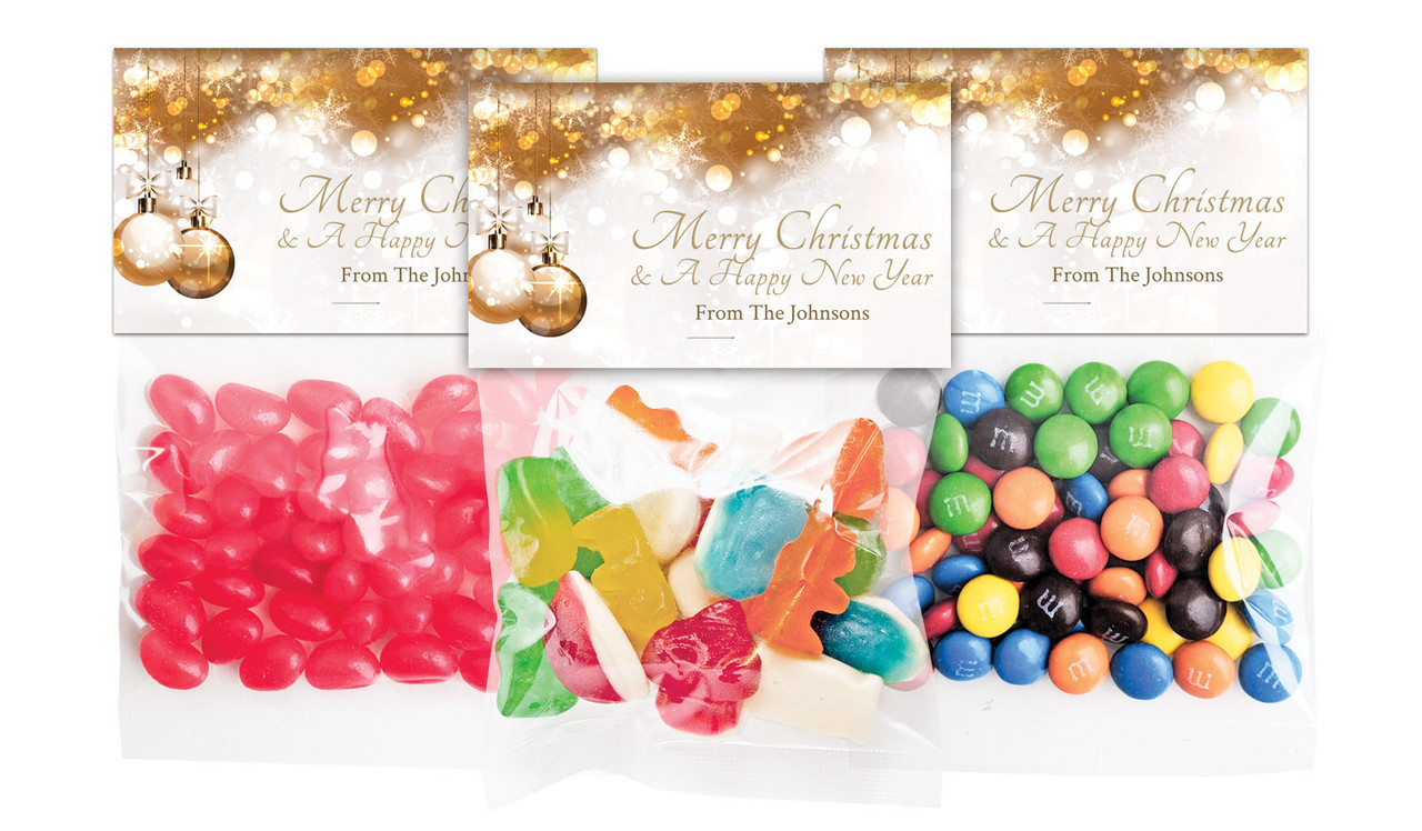 Bronzed Baubles Christmas Personalised Lolly Bag With Topper