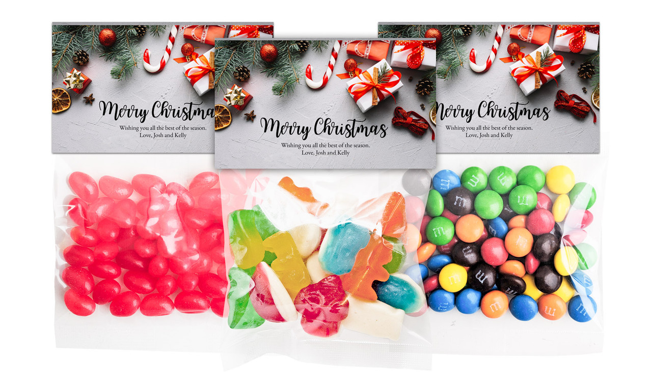 Christmas Background Christmas Personalised Lolly Bag With Topper