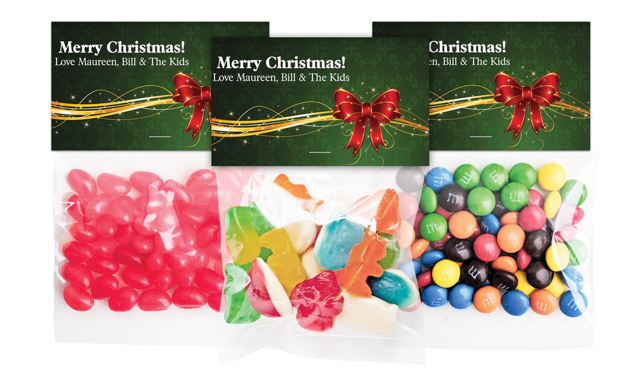 Christmas Bow Christmas Personalised Lolly Bag With Topper