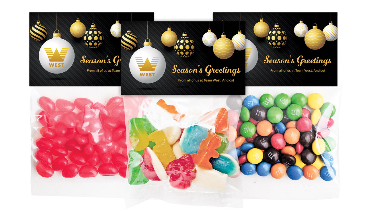 Luxury Black Christmas Personalised Lolly Bag With Topper