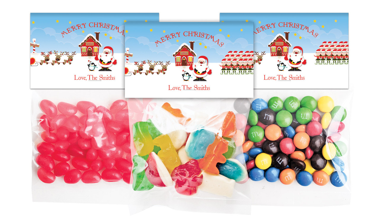 Santas Workshop Christmas Personalised Lolly Bag With Topper
