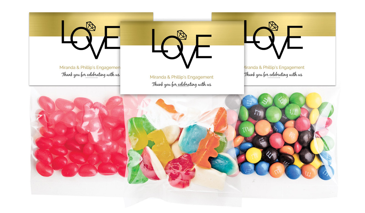 Love Letters Engagement Personalised Lolly Bag With Topper