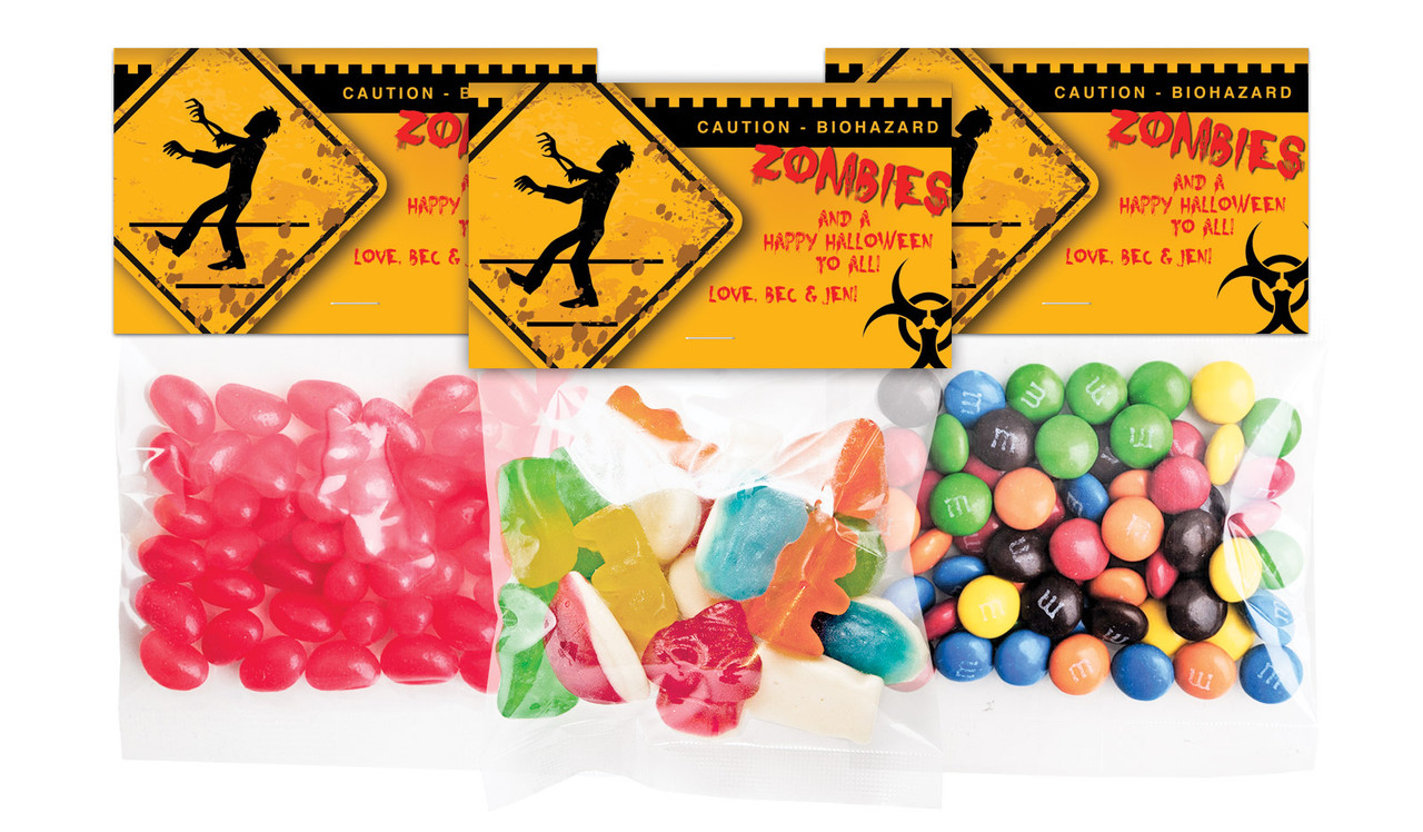 Zombie Apocalypse Halloween Personalised Lolly Bag With Topper