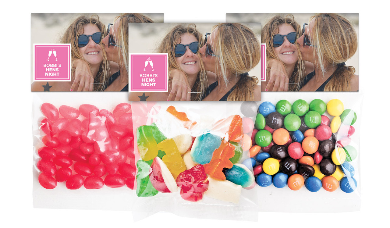 A Photo With Right Box Hens Night Personalised Lolly Bag With Topper