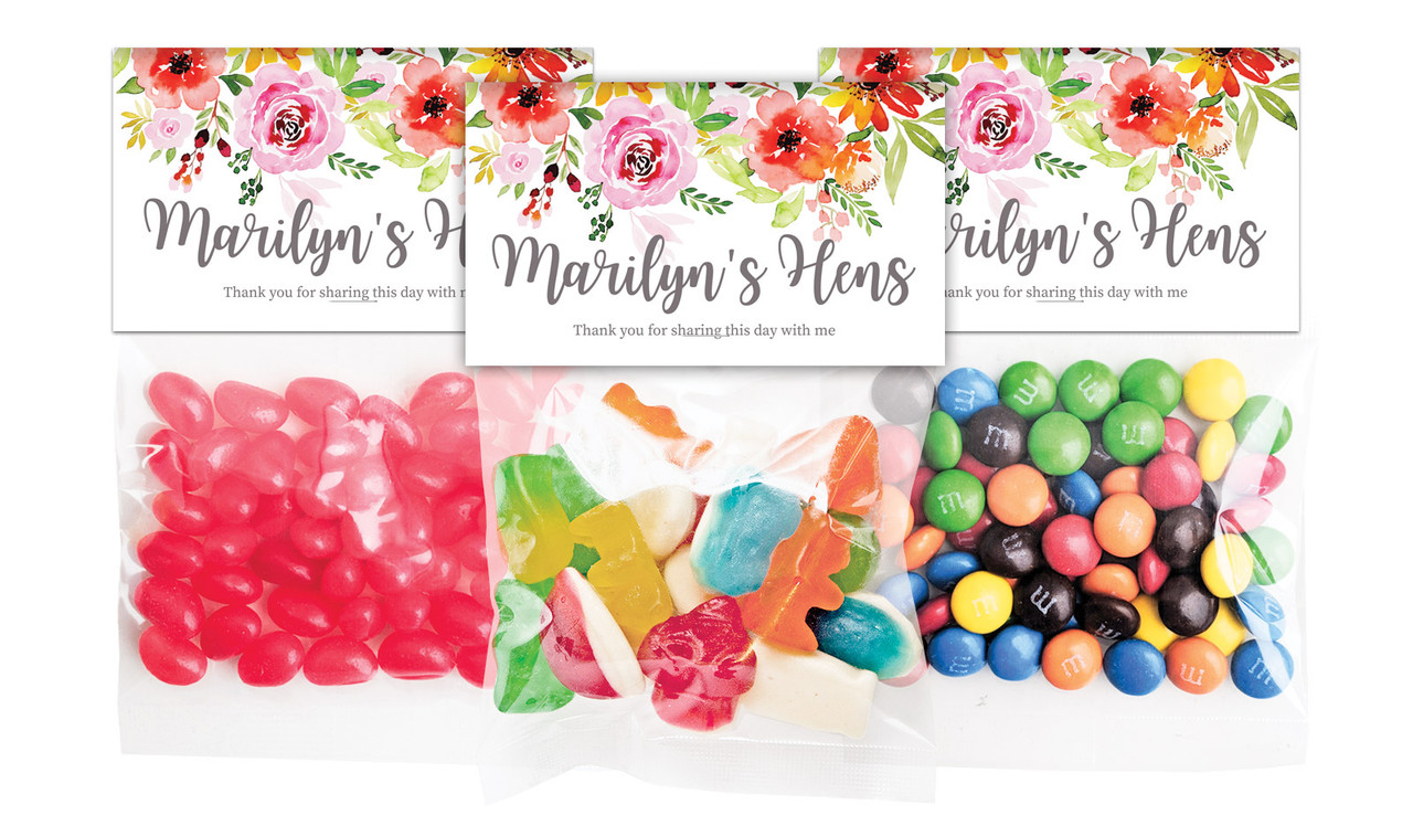 Beautiful Florals Hens Night Personalised Lolly Bag With Topper