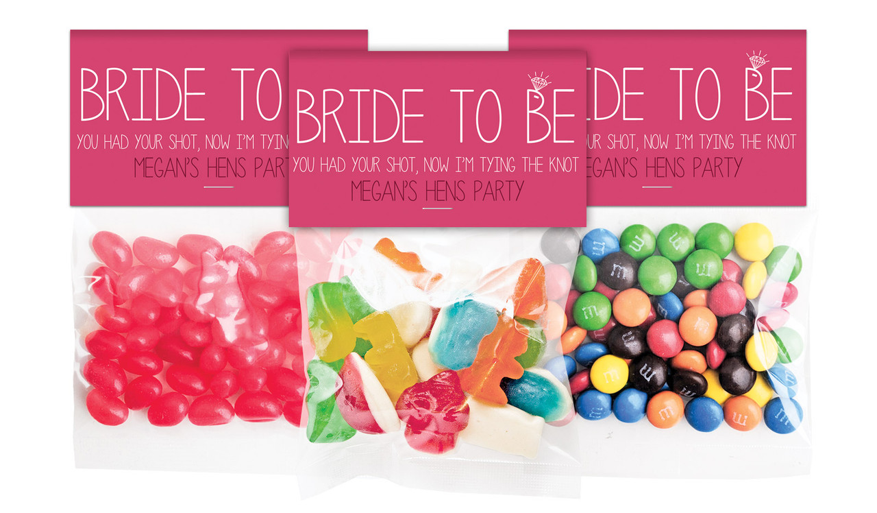 Bride To Be Hens Night Personalised Lolly Bag With Topper