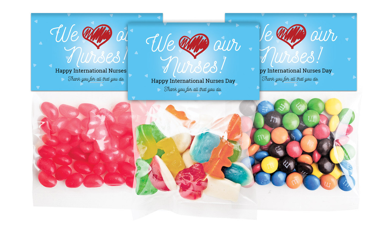 We Love Our Nurses International Nurses Day Personalised Lolly Bag With Topper