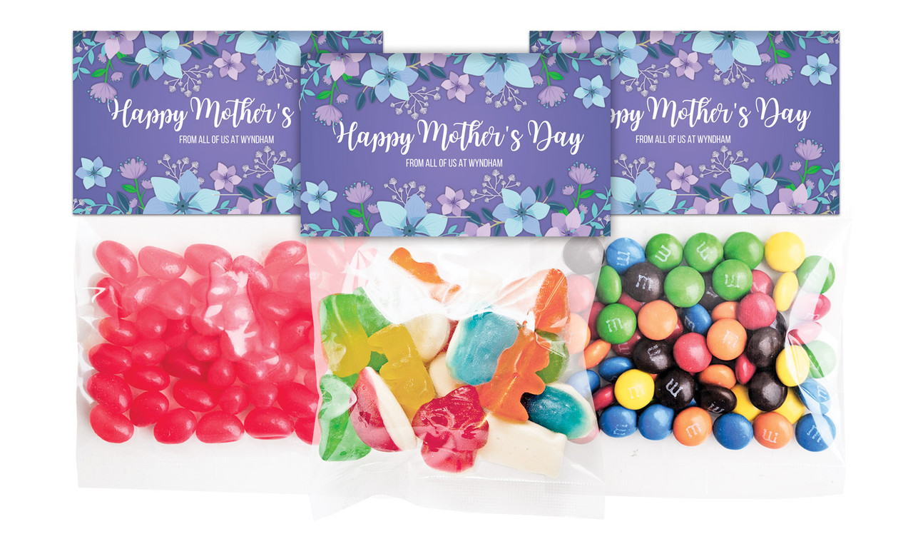 Dusk Flowers Mothers Day Personalised Lolly Bag With Topper