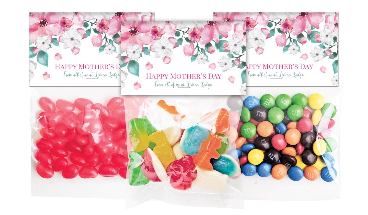 Falling Petals Mothers Day Personalised Lolly Bag With Topper