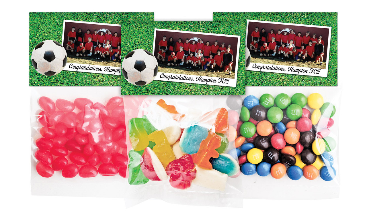 Soccer Ball Personalised Lolly Bag With Topper