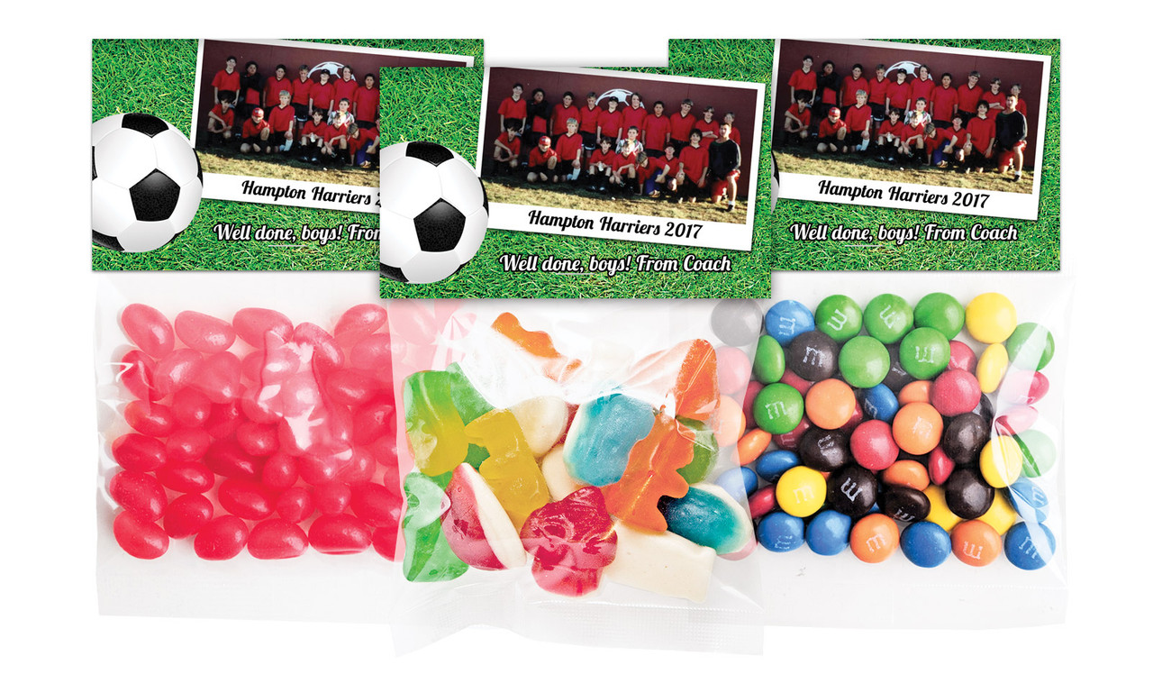 Soccer Photo Personalised Lolly Bag With Topper