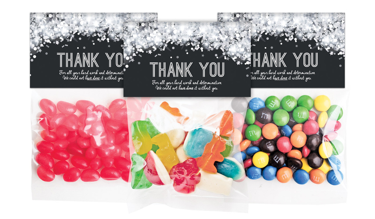 Confetti In Silver Personalised Lolly Bag With Topper