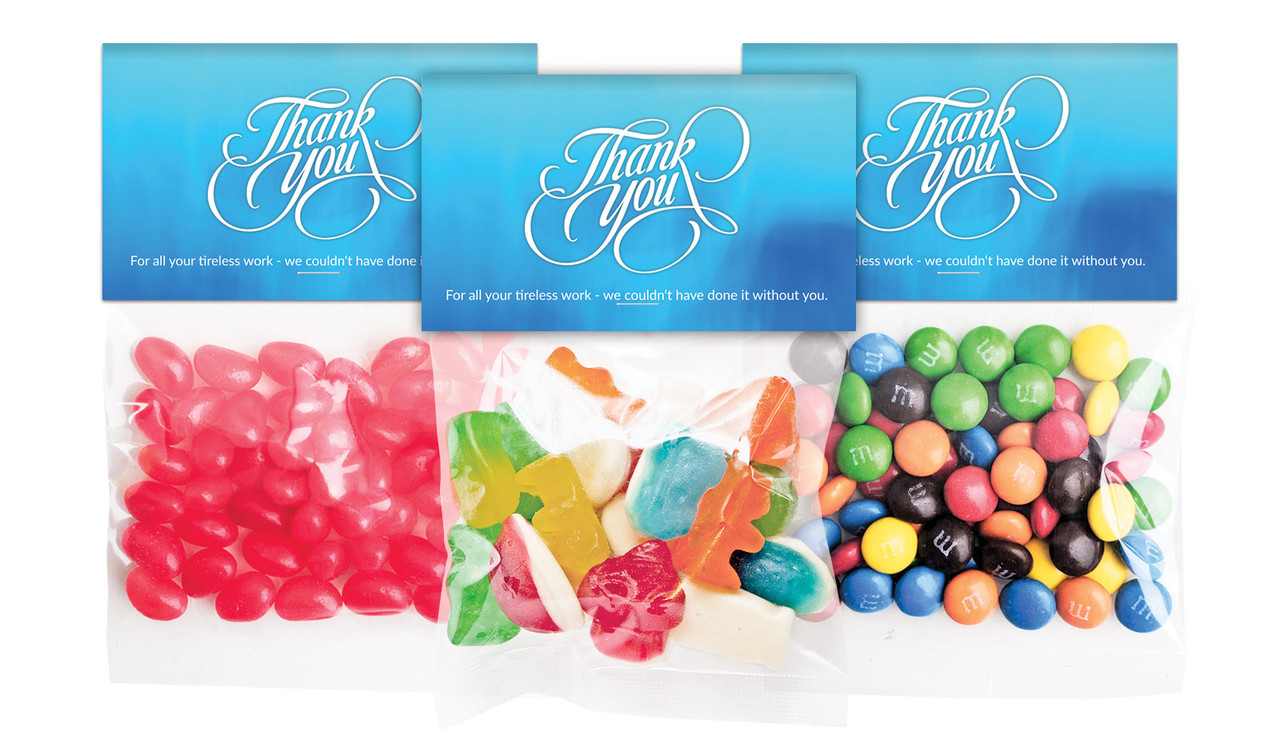 Cursive Thank You Personalised Lolly Bag With Topper