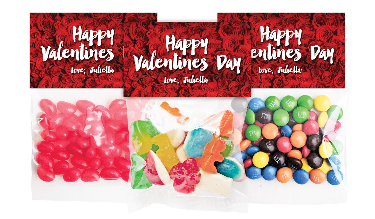 Rose Full Valentines Day Personalised Lolly Bag With Topper
