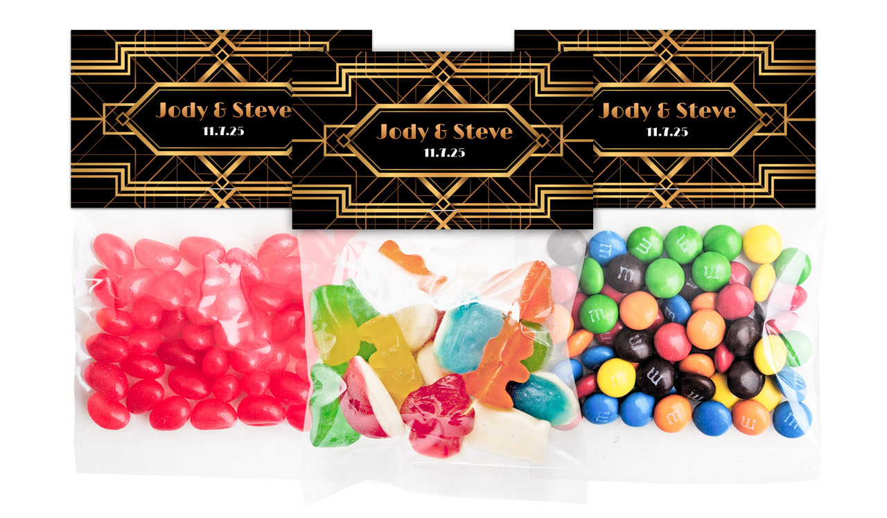 Gatsby Wedding Personalised Lolly Bag With Topper