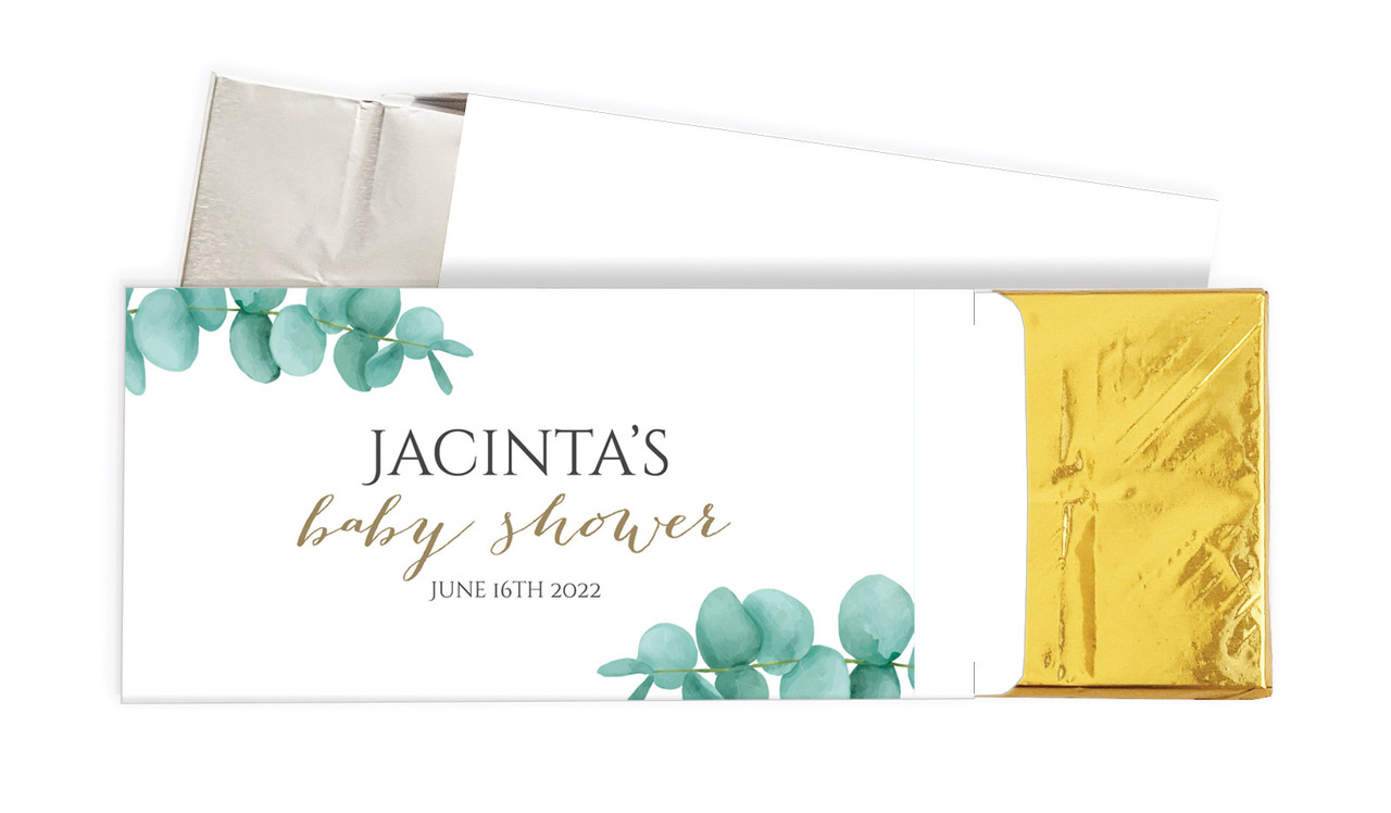 Eucalytpus Leaves Baby Shower Personalised Chocolate Bar In A Box