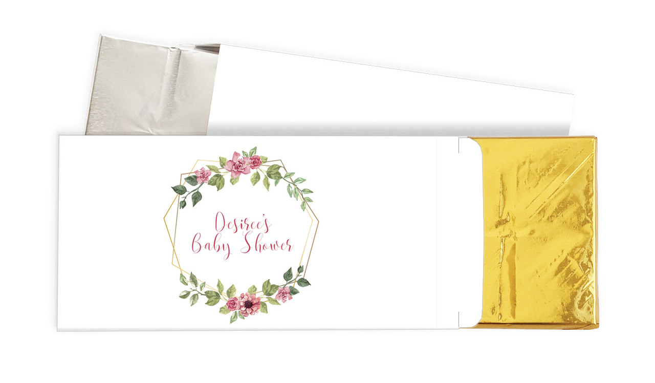 Floral Hexagons Baby Shower Personalised Chocolate Bar In A Box