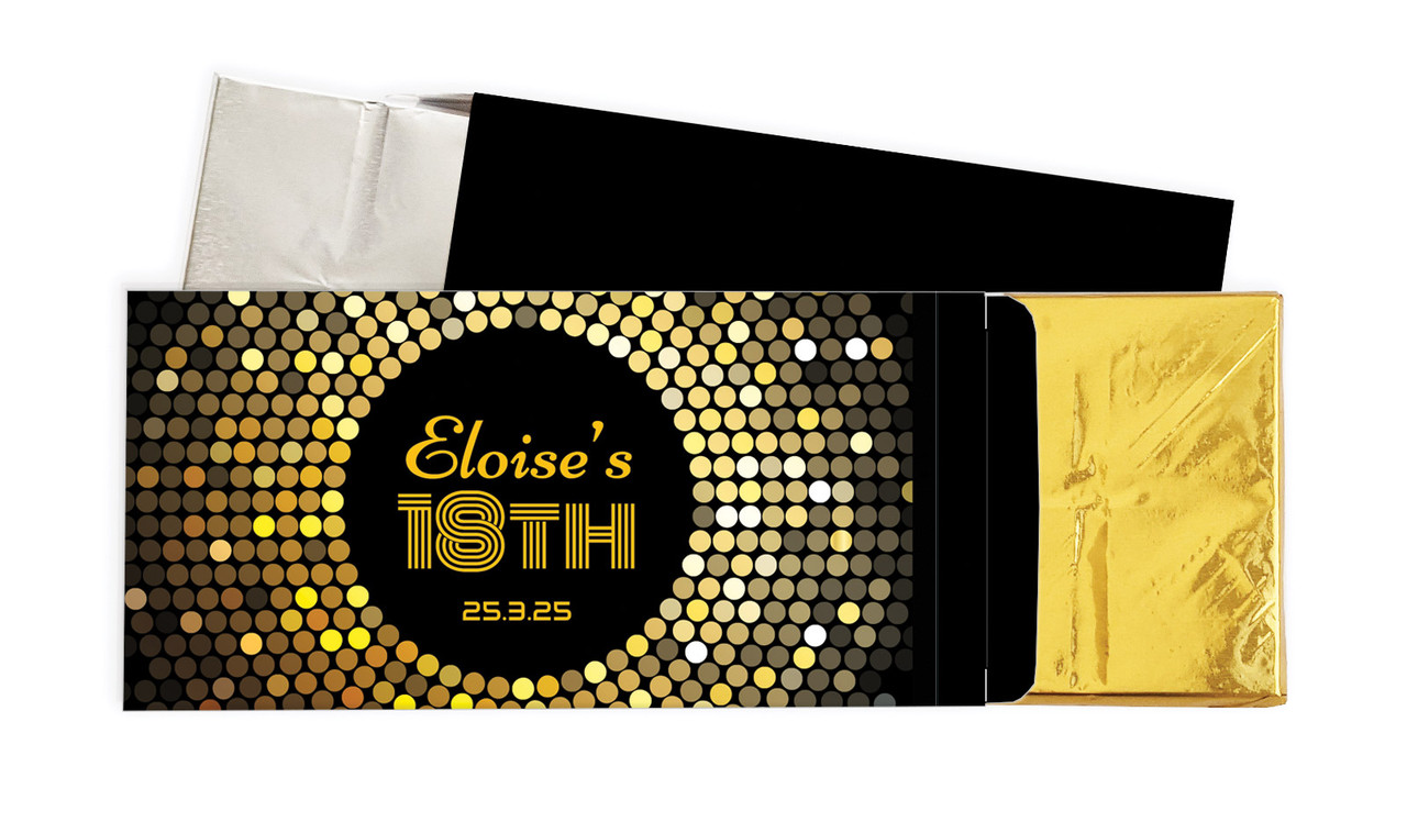Disco Gold Personalised Chocolate Bar In A Box