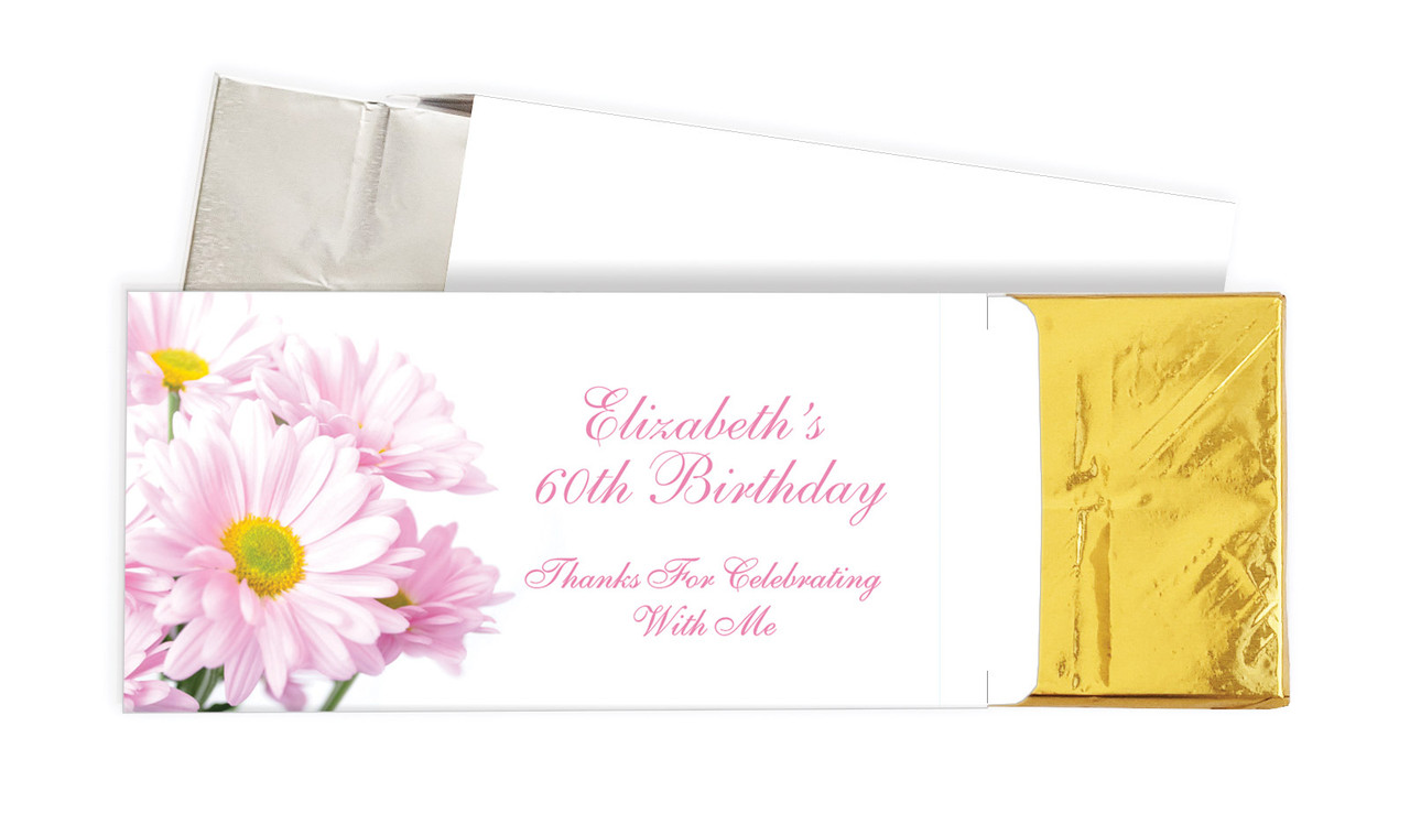 Pink Daisies Personalised Chocolate Bar In A Box