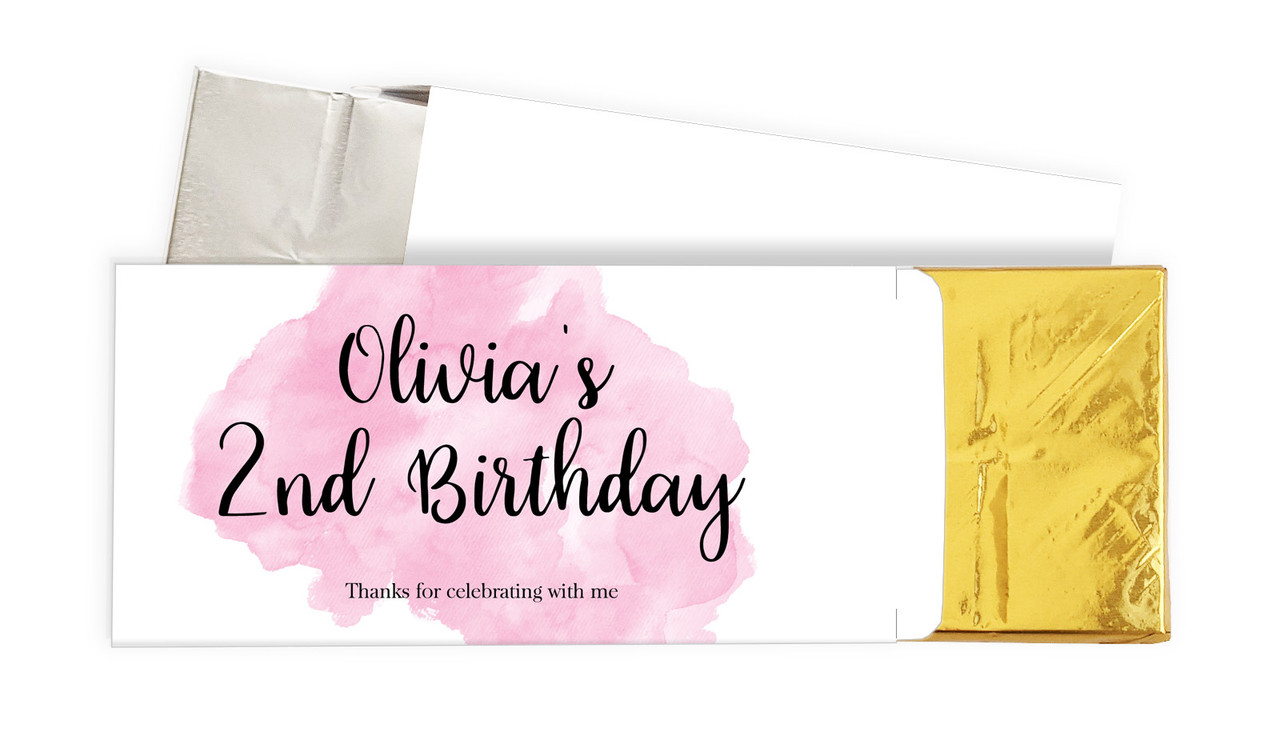 A Splash Of Watercolour Pink Birthday Personalised Chocolate Bar In A Box