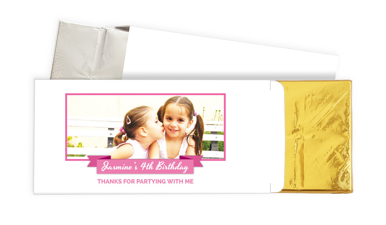 Banner Photo Pink Birthday Personalised Chocolate Bar In A Box