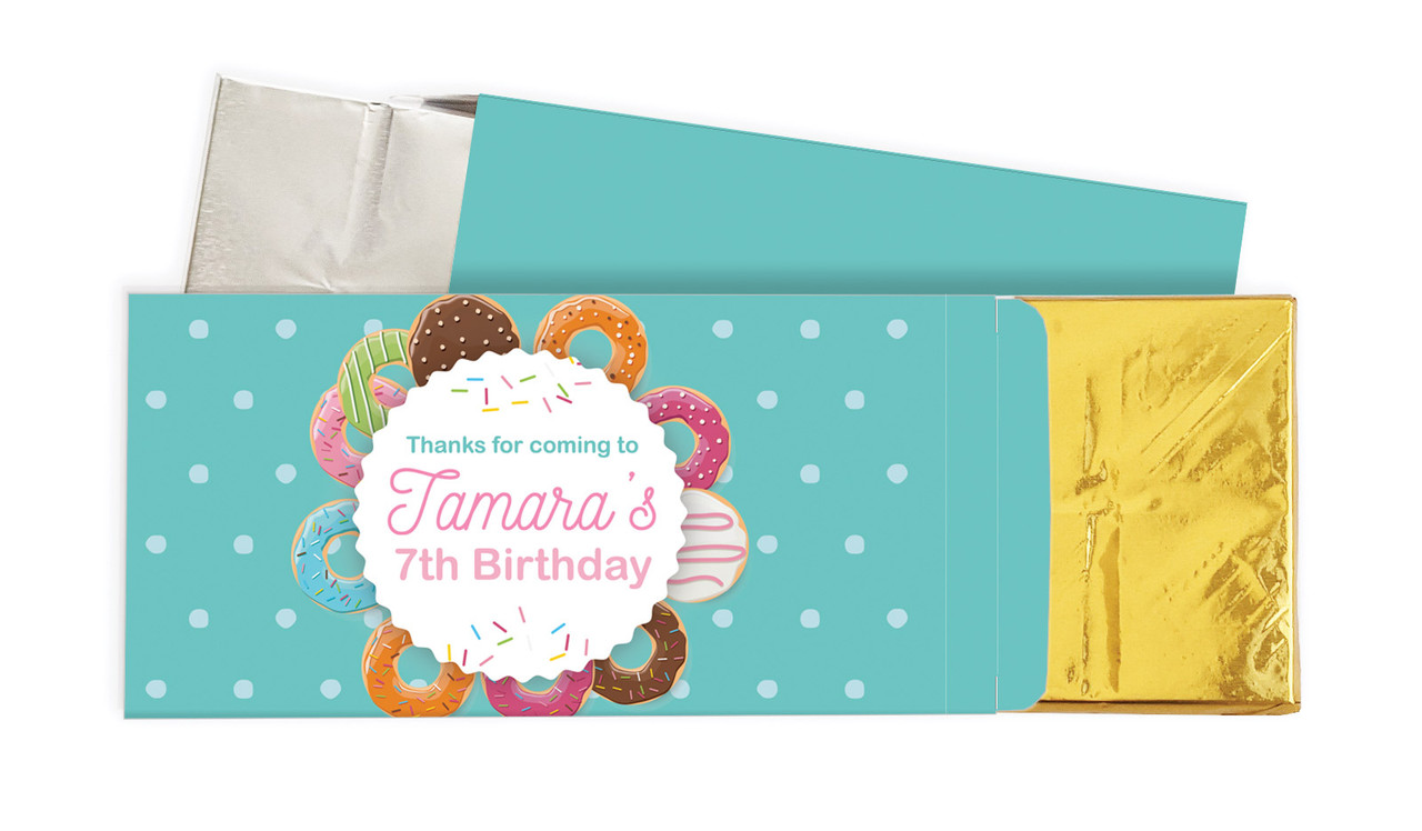 Donut Party Birthday Personalised Chocolate Bar In A Box