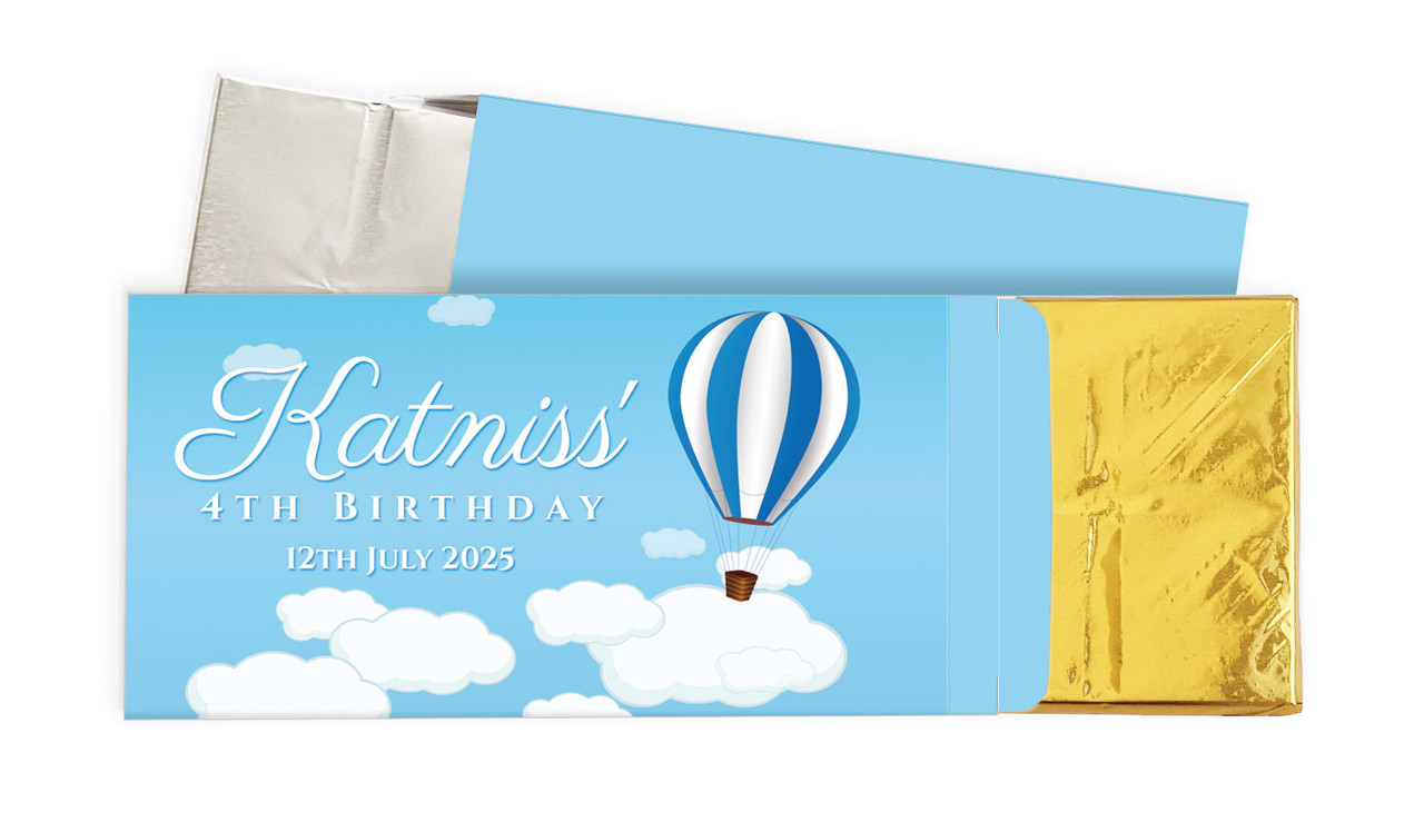 Hot Air Balloon Birthday Personalised Chocolate Bar In A Box