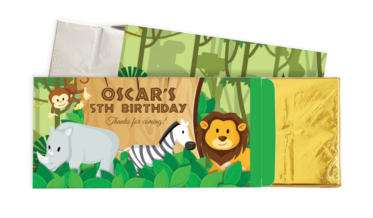 Jungle Animals Birthday Personalised Chocolate Bar In A Box