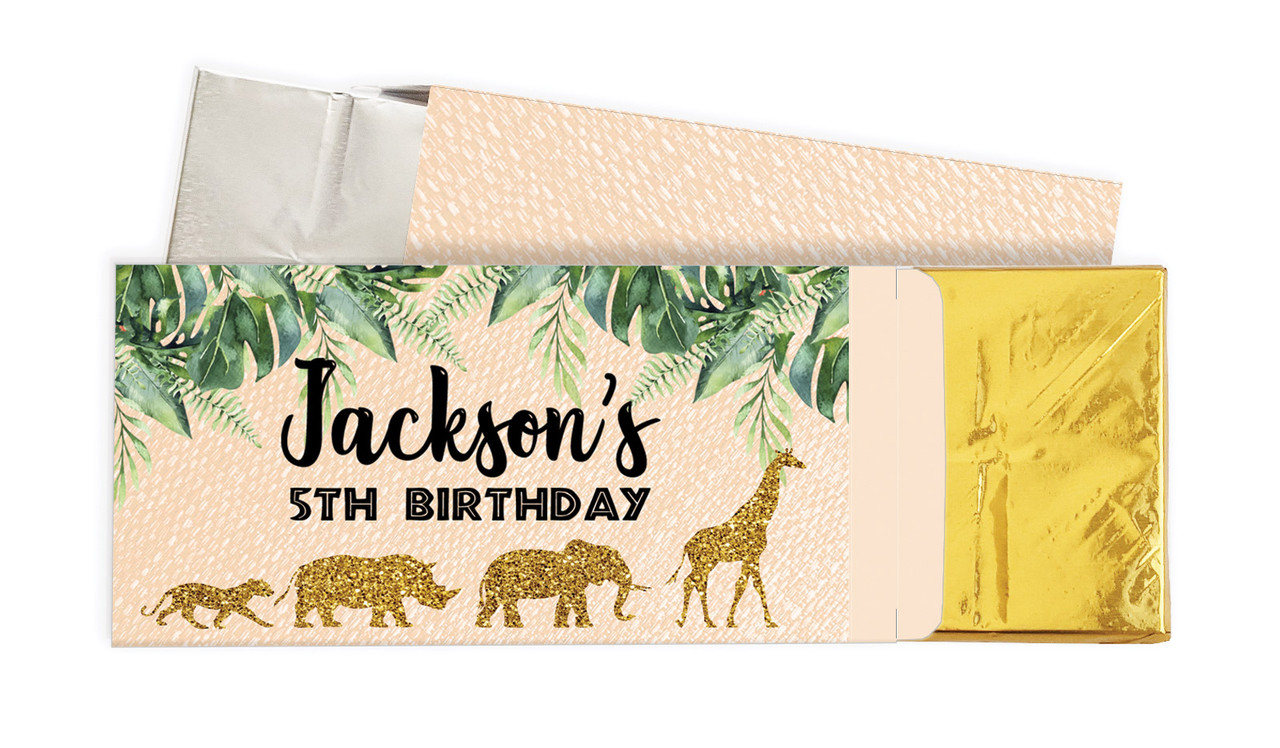 Jungle Gold Birthday Personalised Chocolate Bar In A Box