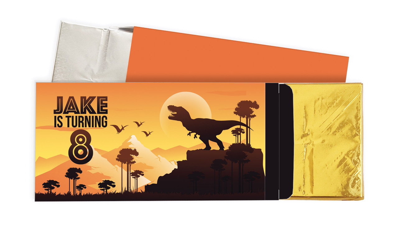 Prehistoric Dinosaur Birthday Personalised Chocolate Bar In A Box