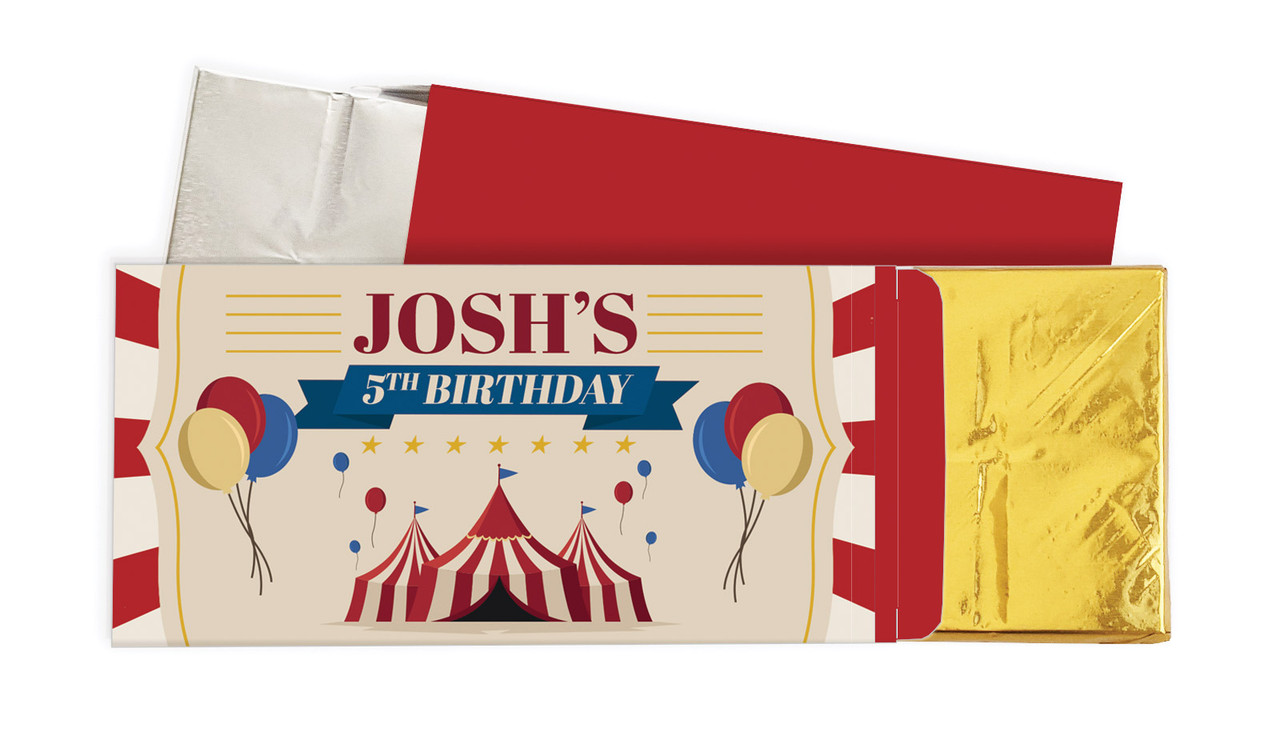 Retro Circus Birthday Personalised Chocolate Bar In A Box