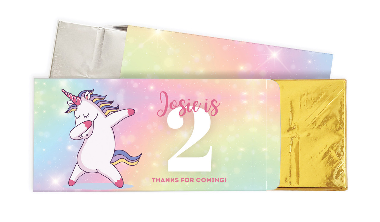 Unicorn Dabbing Birthday Personalised Chocolate Bar In A Box