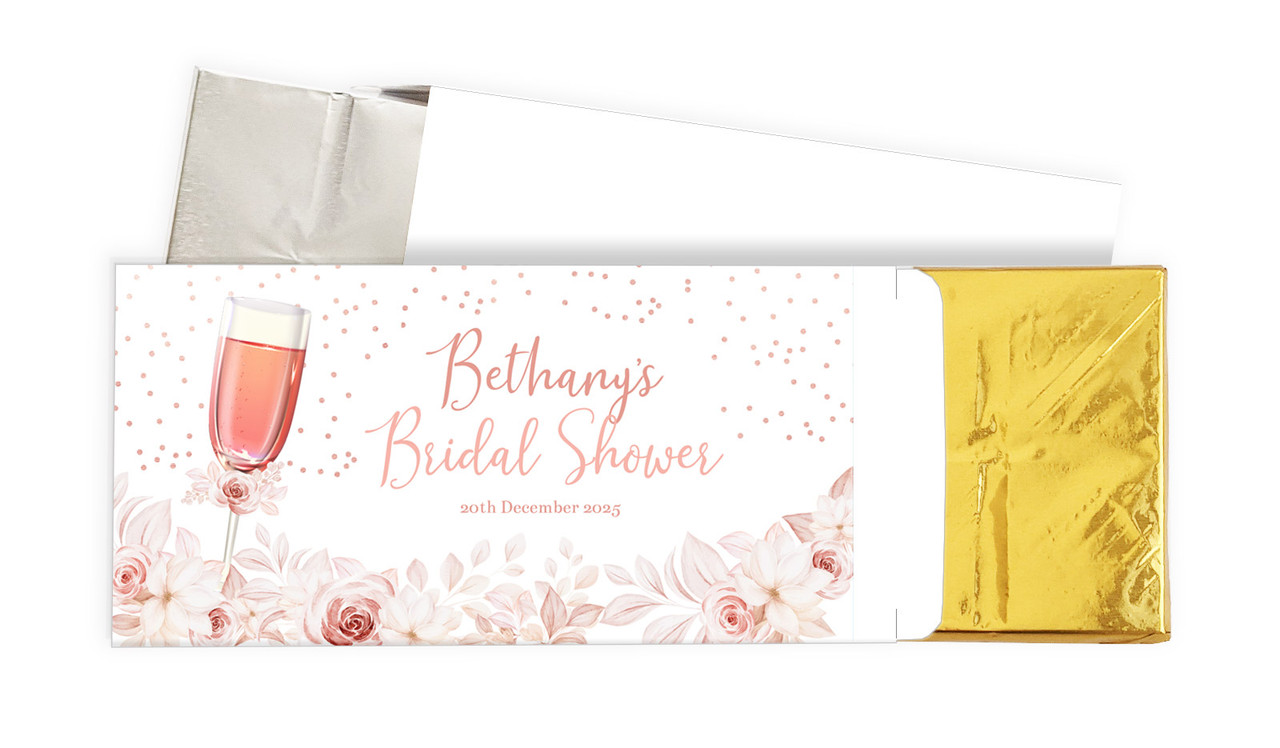 Bubbly Bridal Shower Personalised Chocolate Bar In A Box