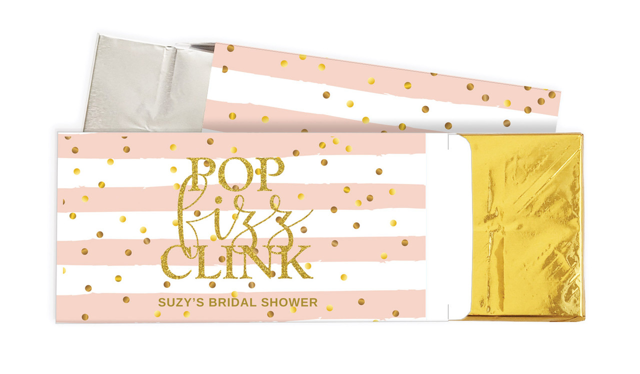 Pop Fizz Clink Bridal Shower Personalised Chocolate Bar In A Box