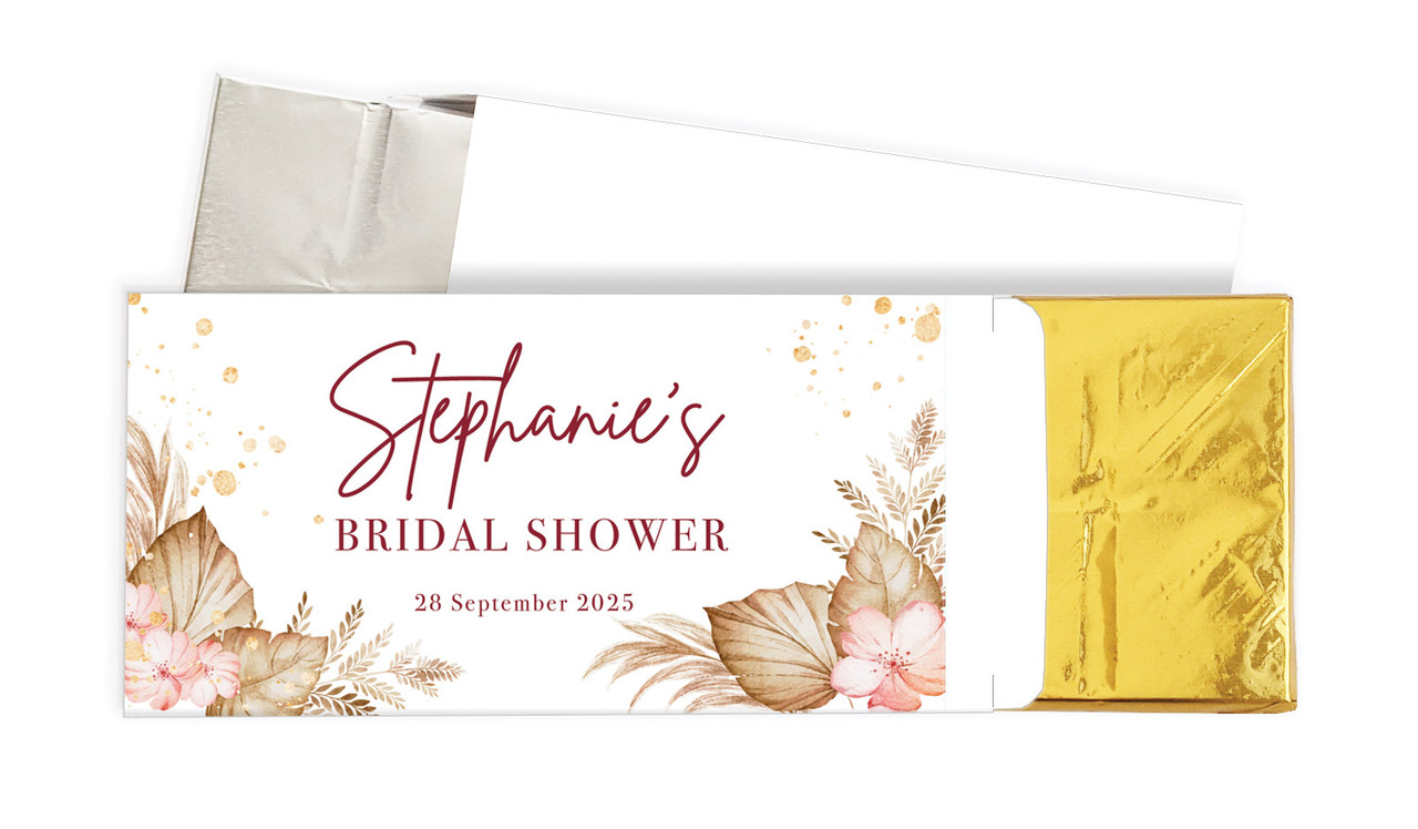 Tropical Bridal Shower Personalised Chocolate Bar In A Box