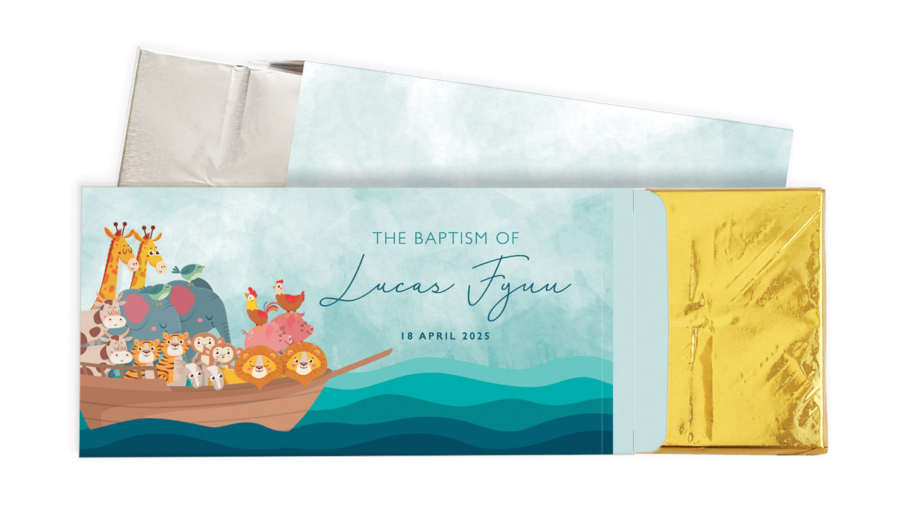 Noahs Ark Christening Personalised Chocolate Bar In A Box