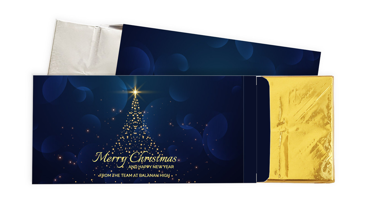 Blue Night Christmas Personalised Chocolate Bar In A Box