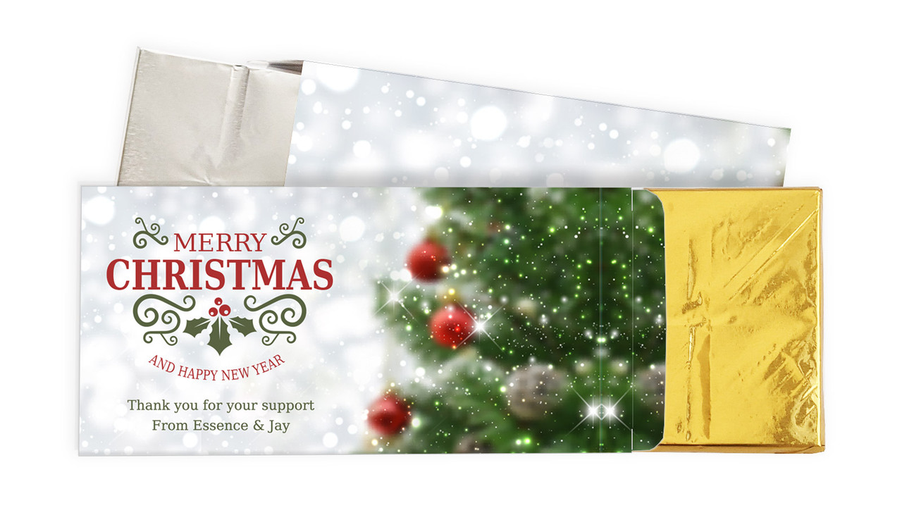 Bokeh Tree Christmas Personalised Chocolate Bar In A Box