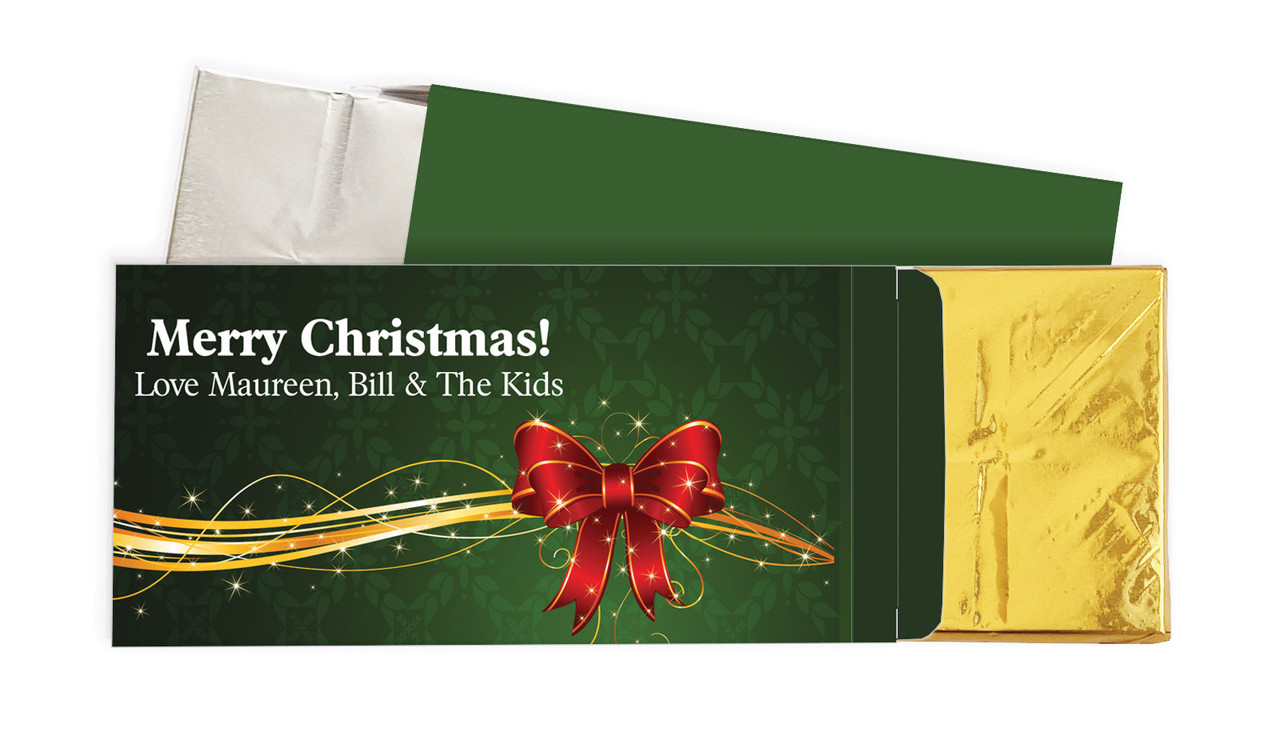 Christmas Bow Christmas Personalised Chocolate Bar In A Box