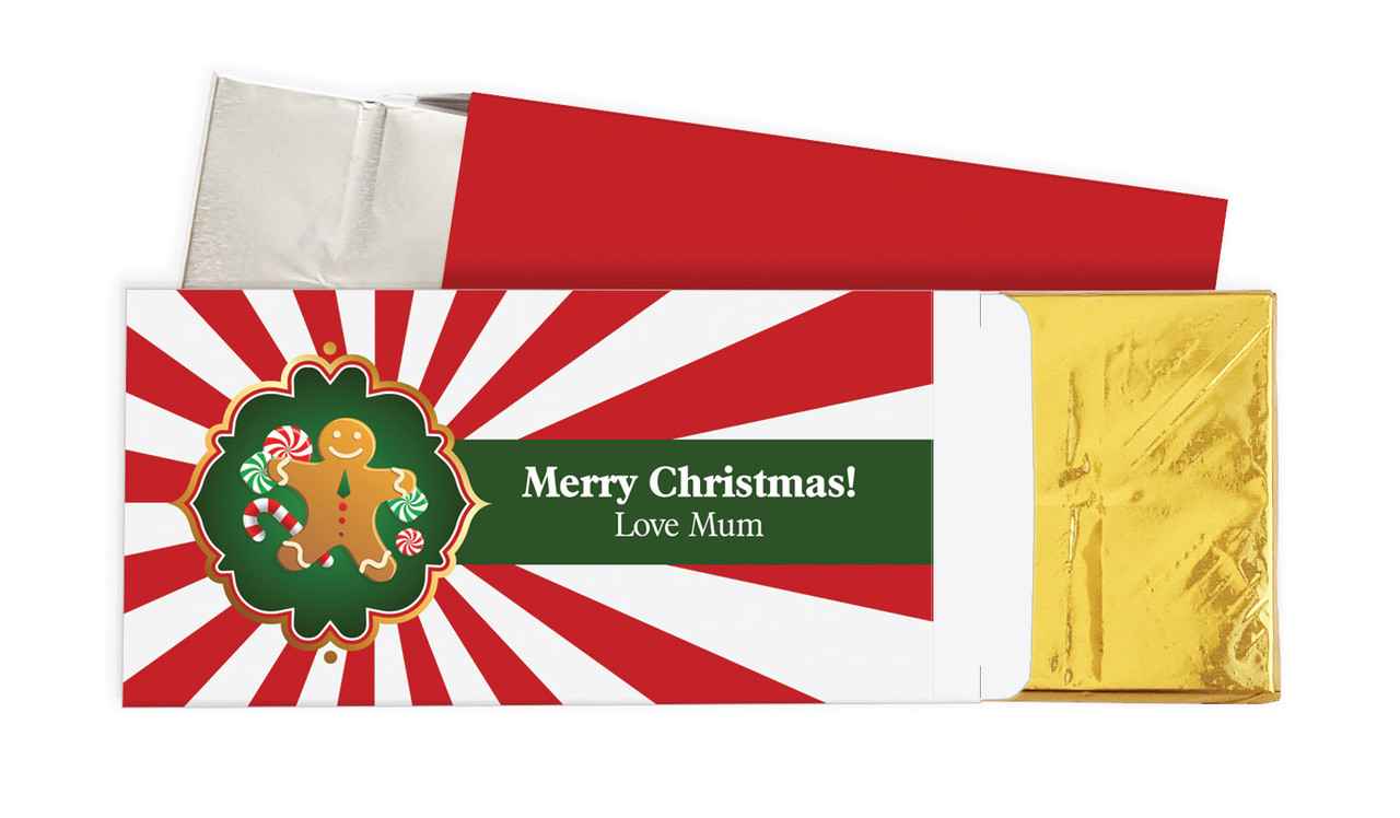 Gingerbread Man Christmas Personalised Chocolate Bar In A Box