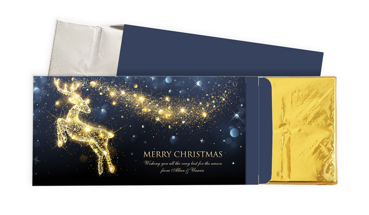 Glowing Reindeer Christmas Personalised Chocolate Bar In A Box