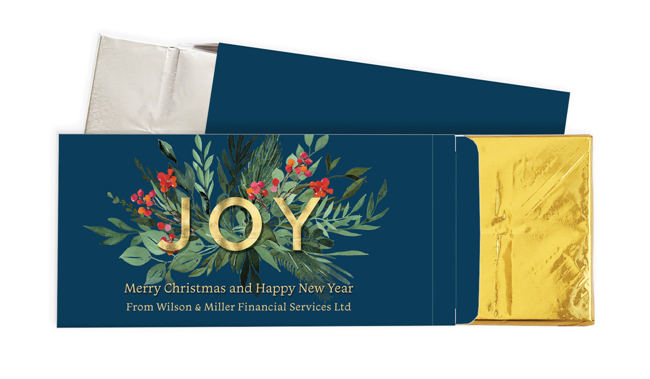 Joy Christmas Personalised Chocolate Bar In A Box