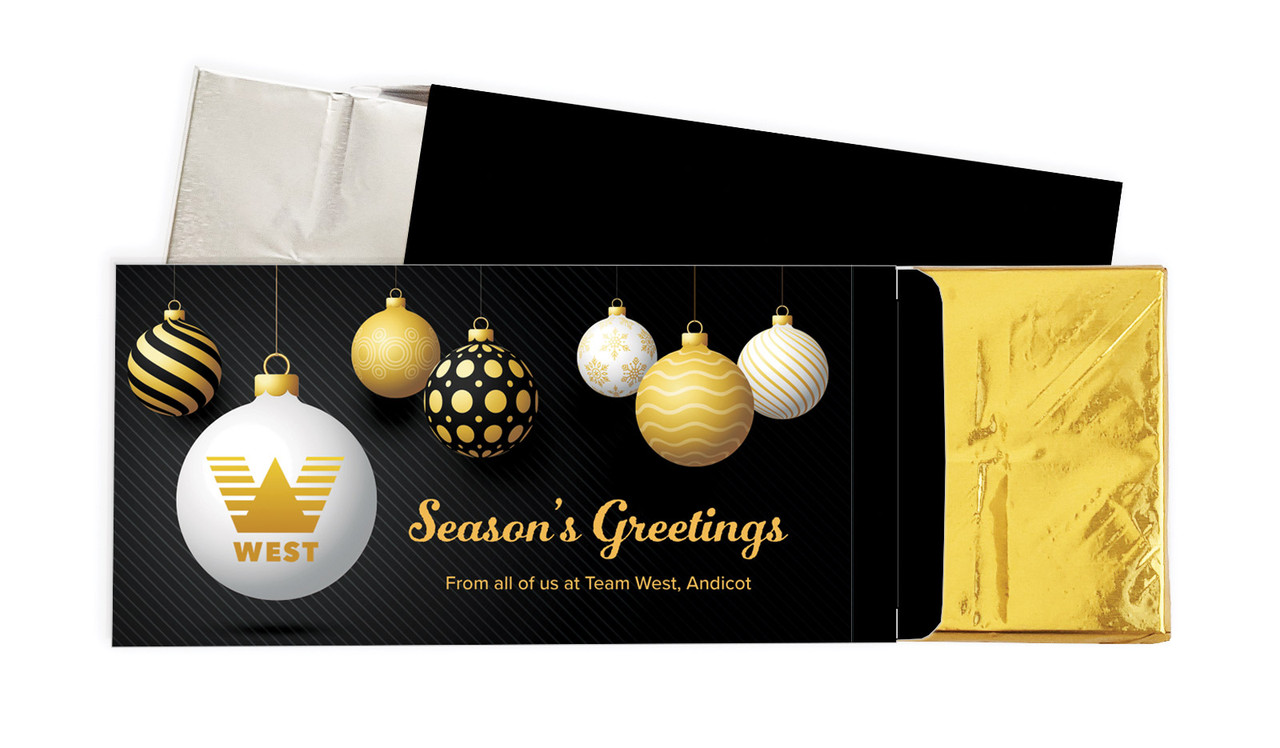 Luxury Black Christmas Personalised Chocolate Bar In A Box
