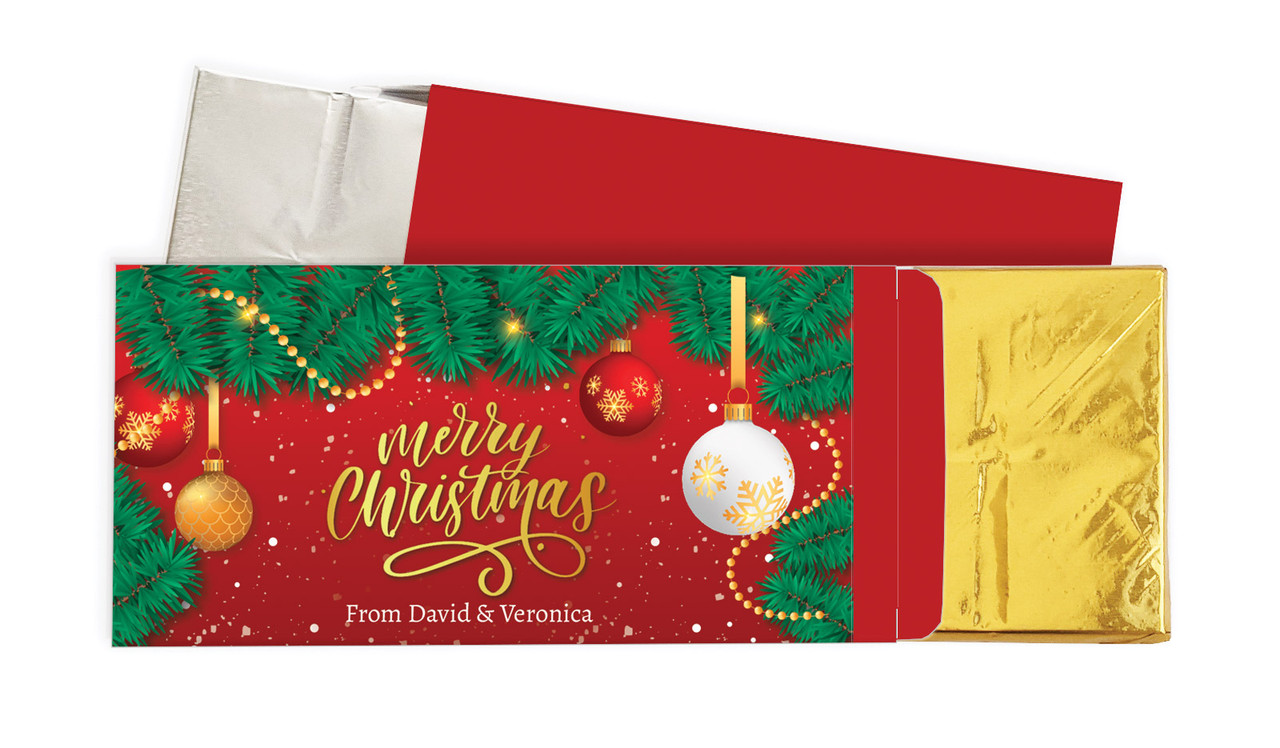 Red Festive Christmas Personalised Chocolate Bar In A Box
