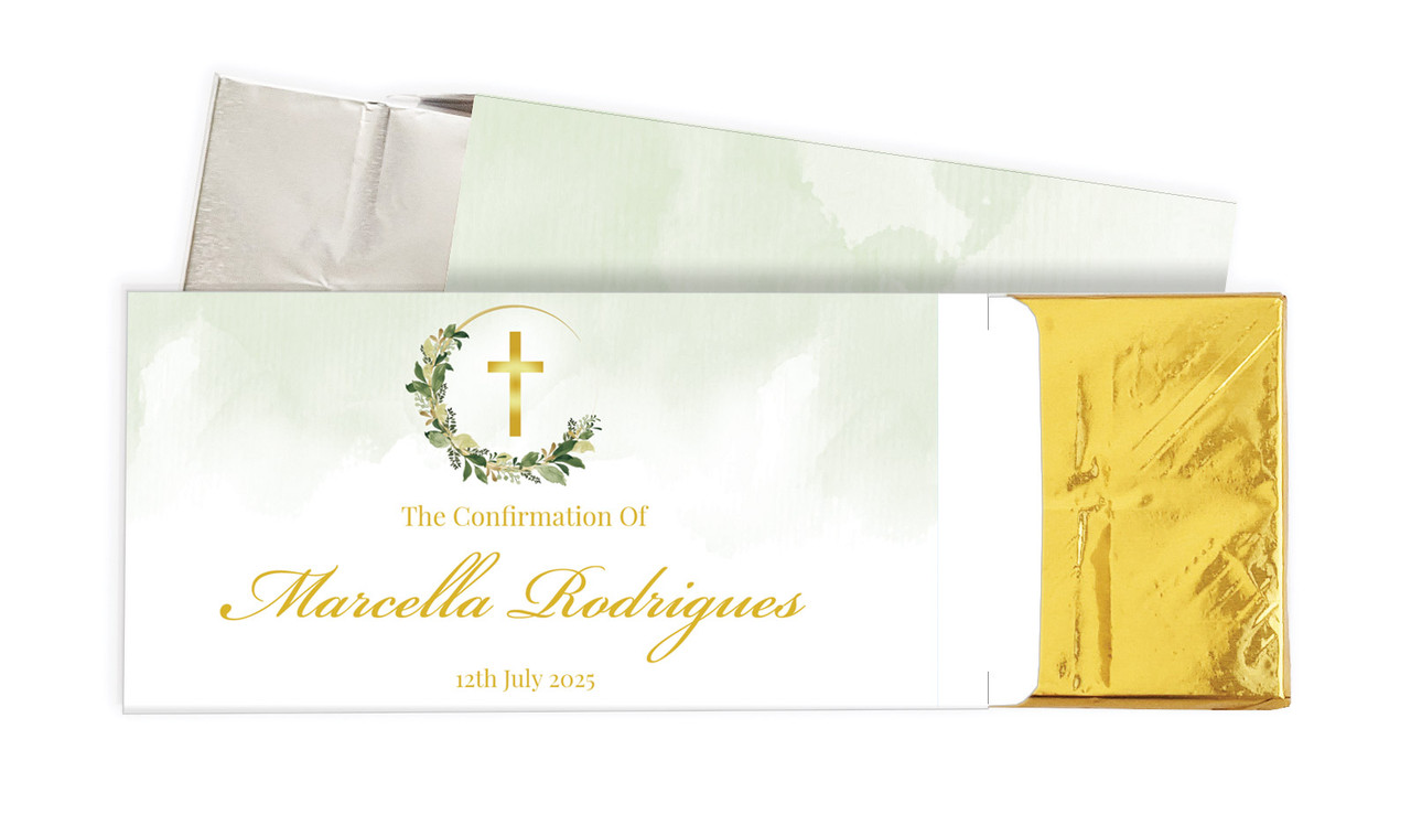 Greenery Hoop Confirmation Personalised Chocolate Bar In A Box